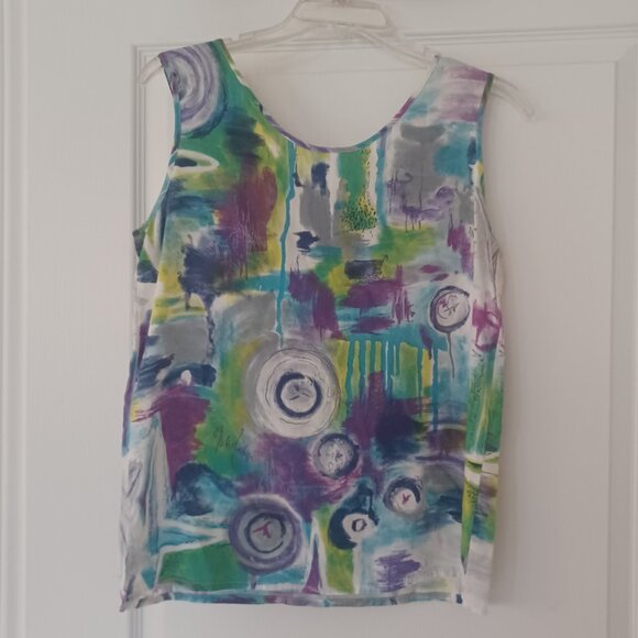 Vintage Como Studio Blouse Women Size 8 Abstract 100% Rayon Y2K - Picture 2 of 6